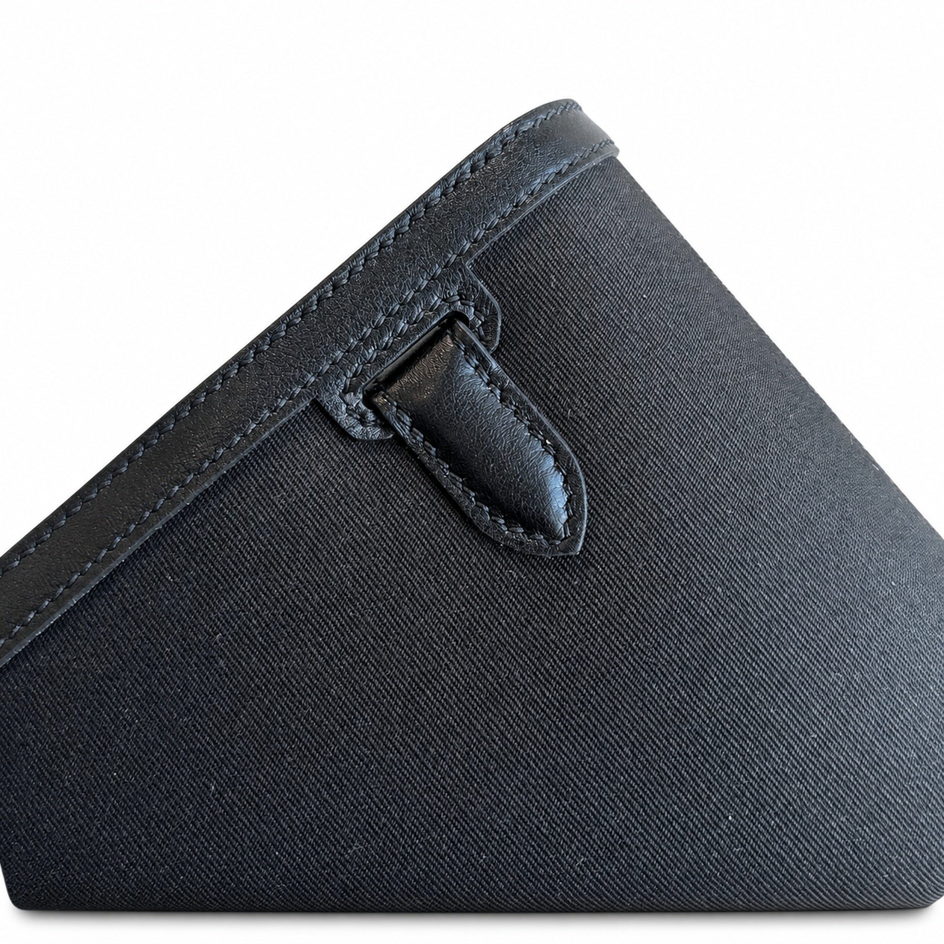 Hermès Kelly Dépêches 25 Noir Toile Militaire / Noir Swift Calf Leather Palladium Hardware