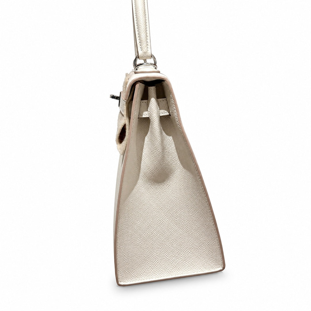 Hermès Kelly Sellier 28 Craie Epsom Calf Leather Palladium Hardware