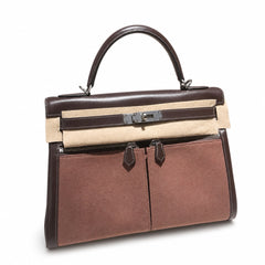 Kelly Lakis 32 Veau Box Calf Patchwork, Ebène & Cuivre, Palladium Hardware