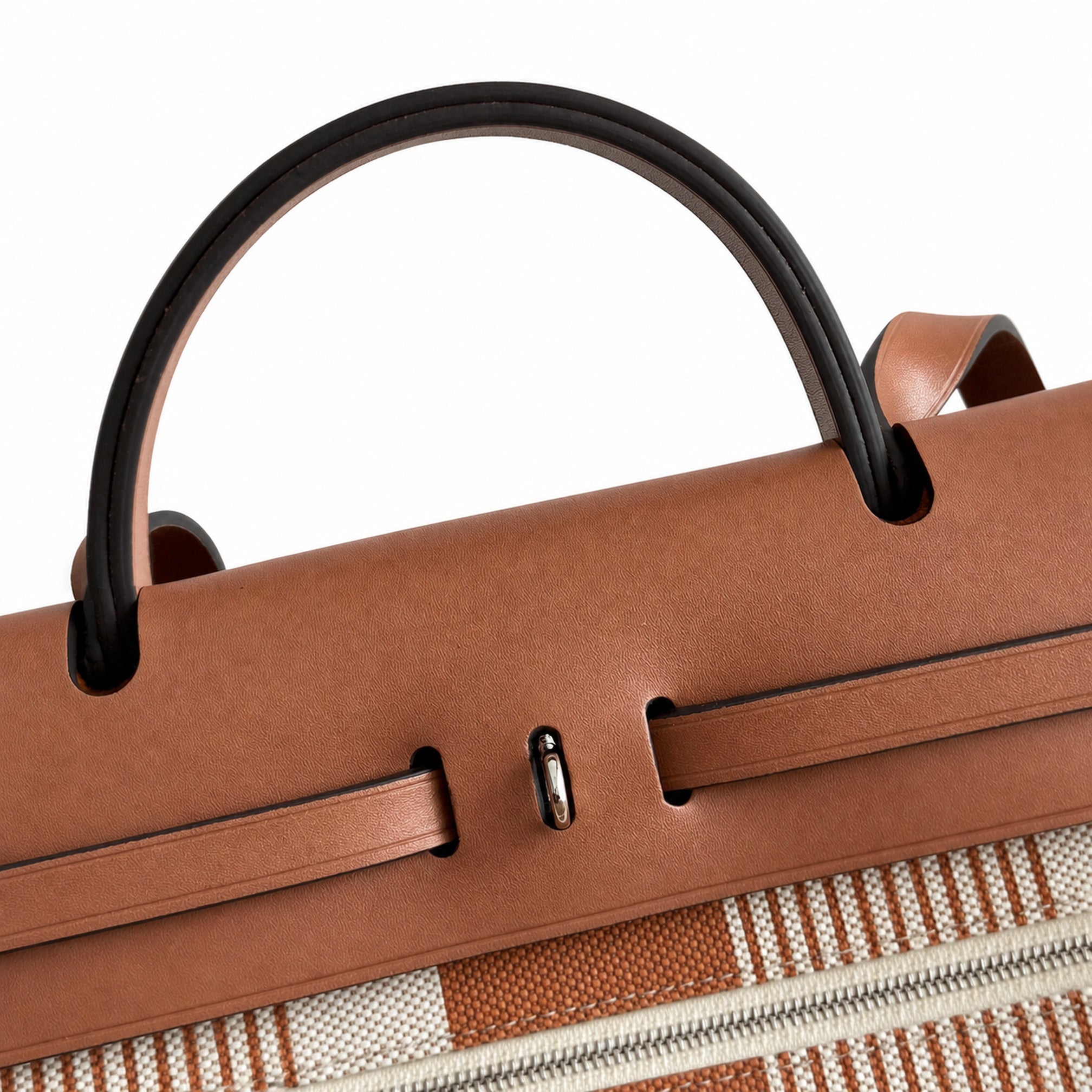 Hermès Herbag Zip 31 Vache Hunter / Toile H Vibration Fauve / Ecru-Beige
