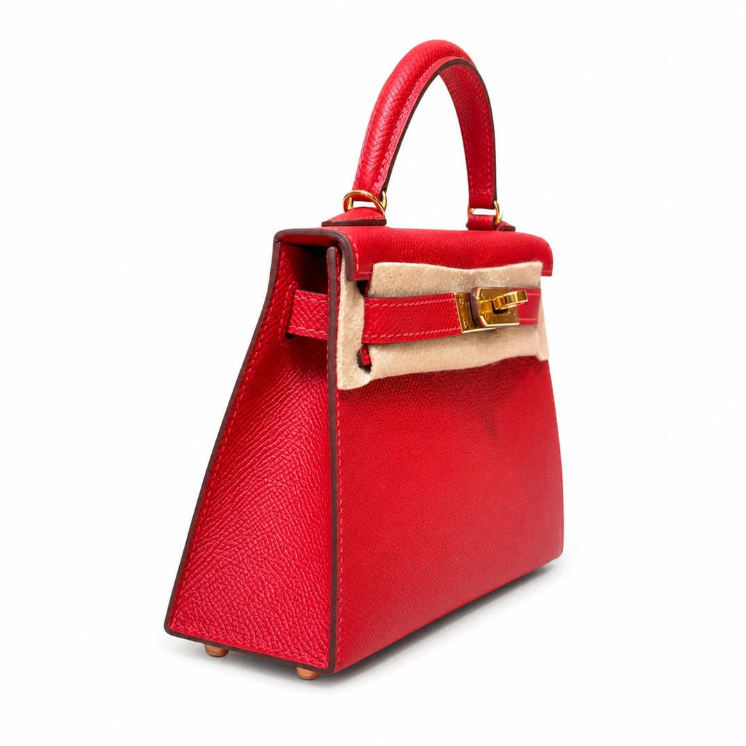 Hermès Mini Kelly II 20 Rouge Casaque Epsom Calf Leather Gold Hardware