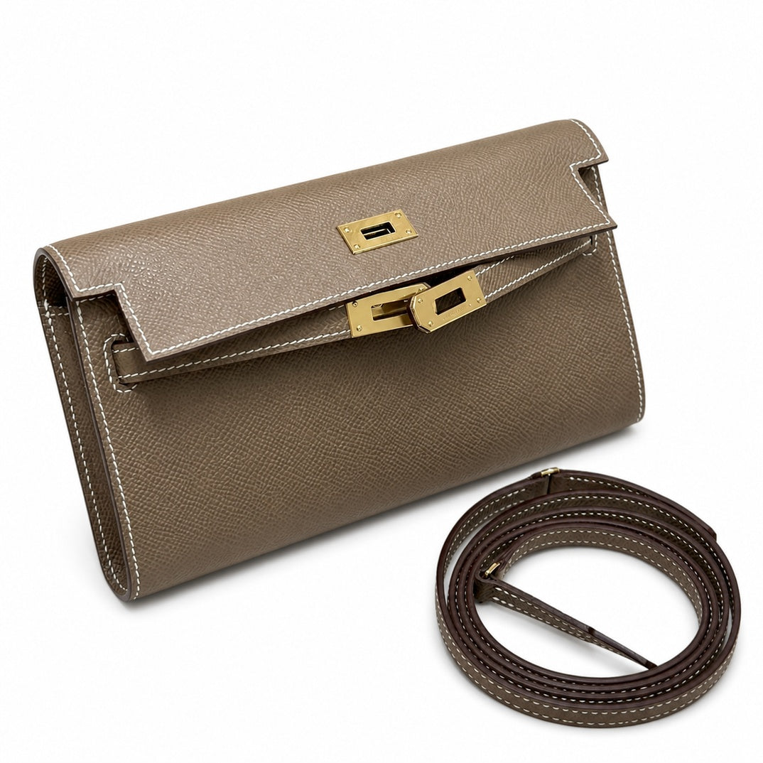 Hermès Kelly To Go Etoupe Epsom Calf Leather Gold Hardware
