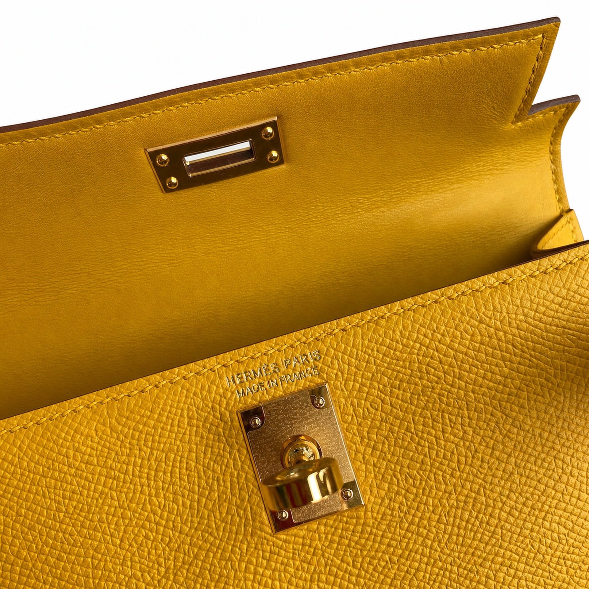 Hermès Kelly Sellier 19 Jaune Ambre Epsom Gold Hardware