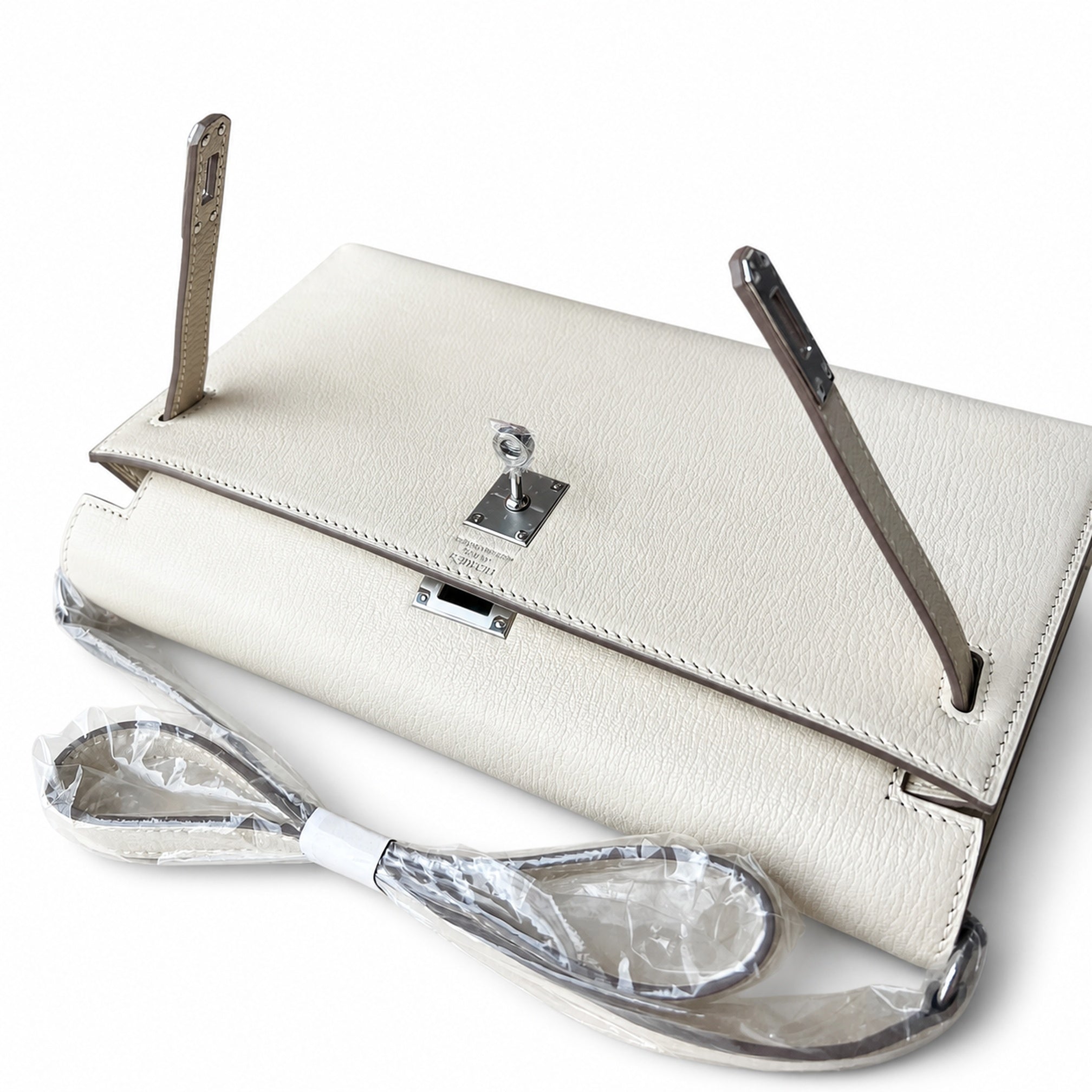 Hermès Kelly Shoulder Craie Epsom Palladium Hardware