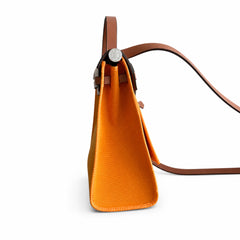 Hermès Herbag Zip 31 Orange Canvas & Caramel Calf Leather Palladium Hardware