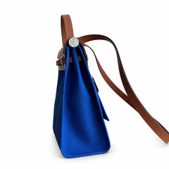 Hermès Herbag Zip 31 Bleu Royal Toile H / Fauve Vache Hunter Leather Palladium Hardware