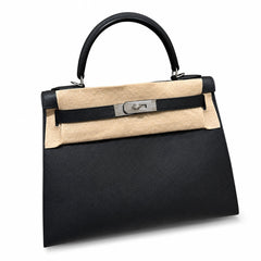 Hermès Kelly Sellier 32 Noir Epsom Calf Leather Palladium Hardware