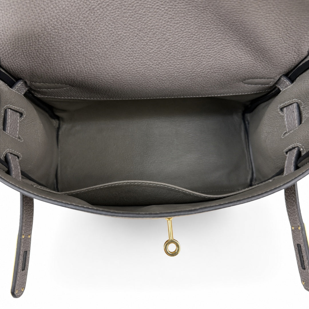 Kelly Messenger PM 27 Veau Togo, Gris Étain, Gold Hardware