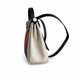 Hermès Herbag Zip 31 Écru Toile H Primary Vertical Stripe Print / Noir Vache Hunter Leather Palladium Hardware
