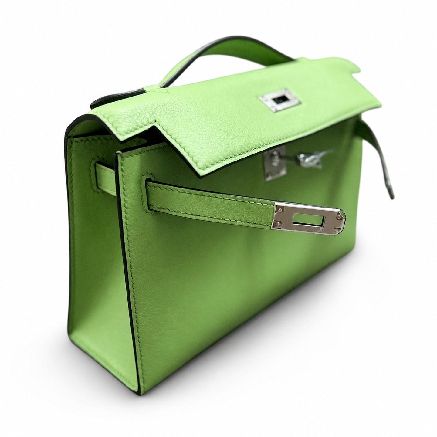 Hermès Kelly Pochette 22 U4 Vert Vertigo Swift Palladium Hardware