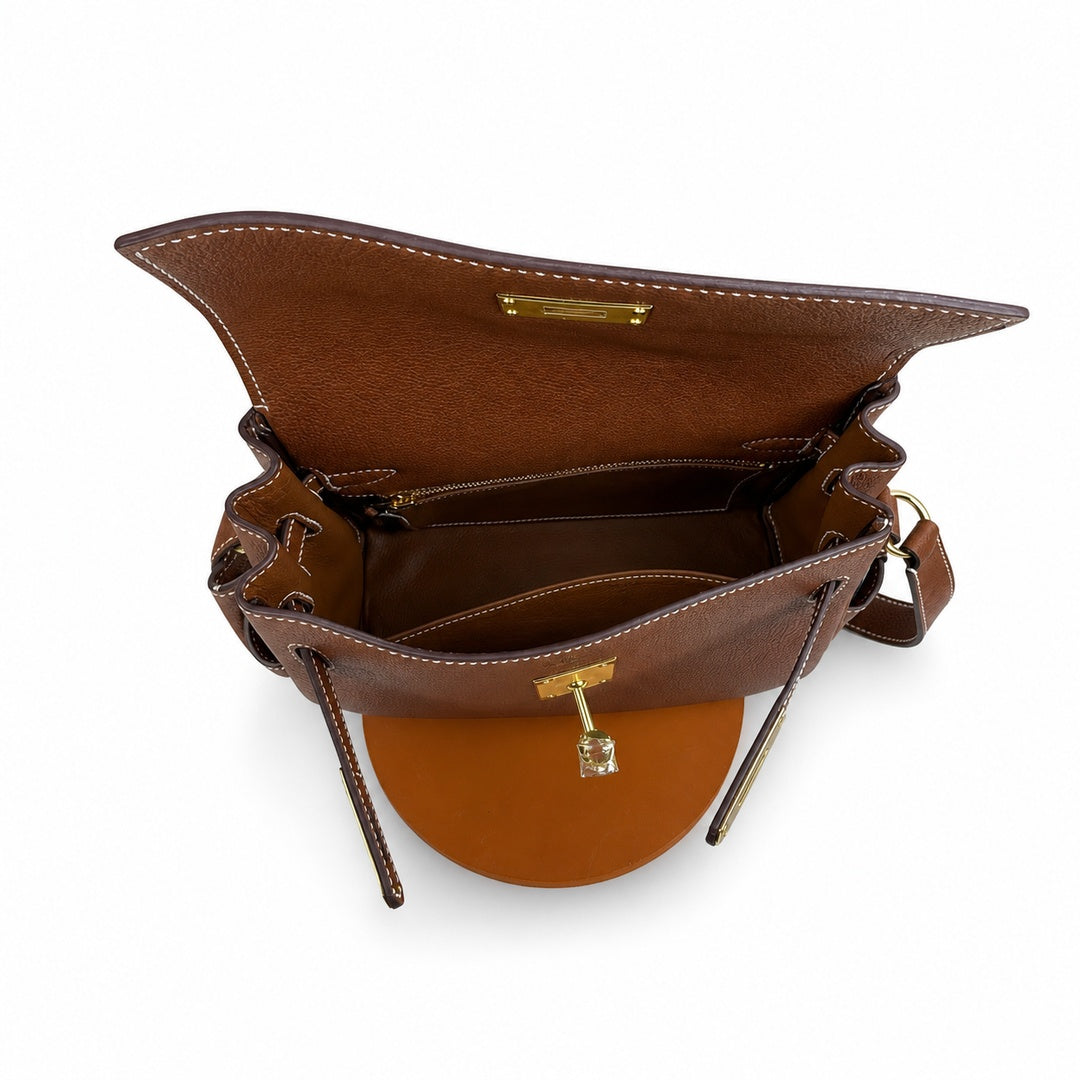Kelly Messenger PM 27 Veau Togo, Cognac, Gold Hardware