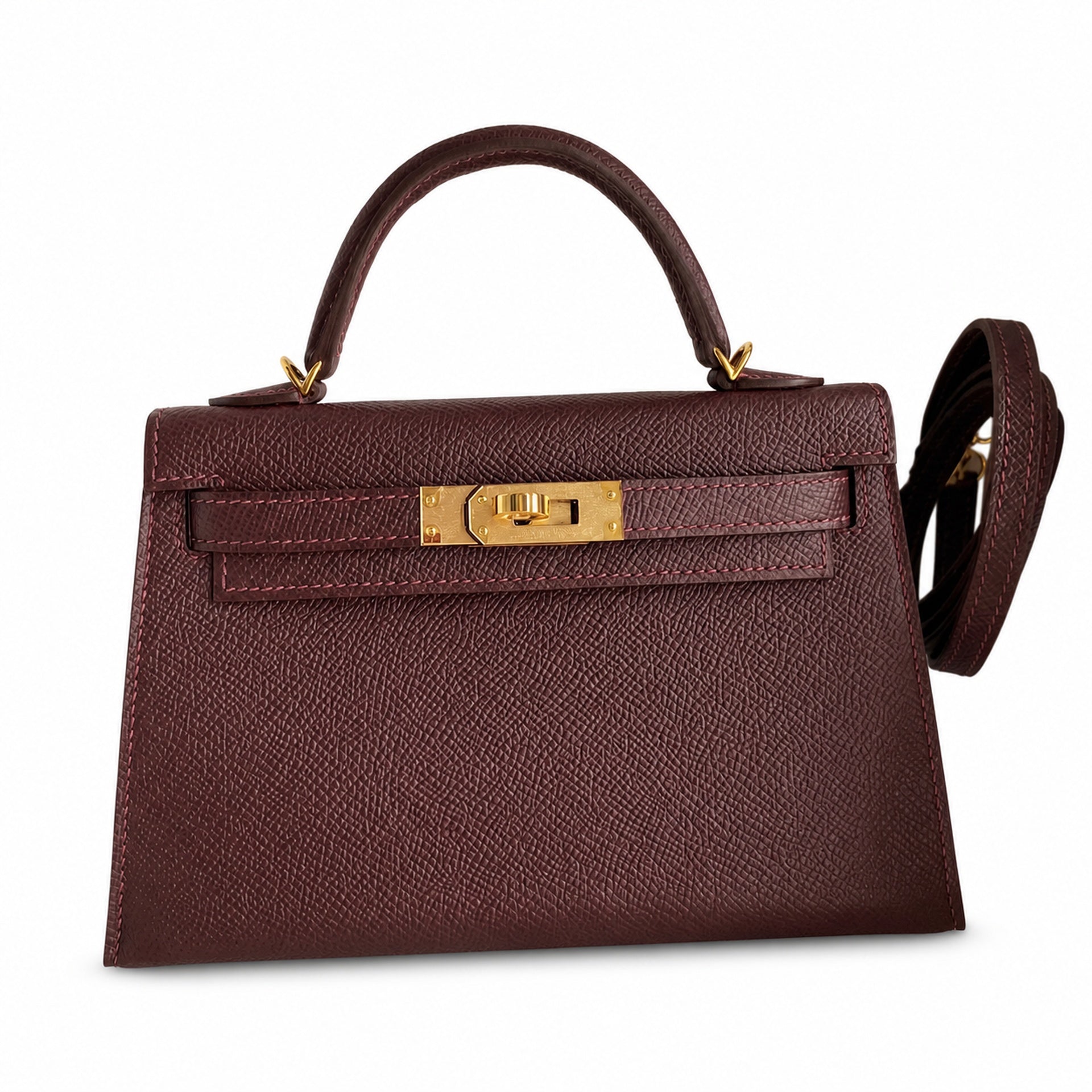 Hermès Kelly Sellier 19 Bordeaux Epsom Calf Leather Gold Hardware