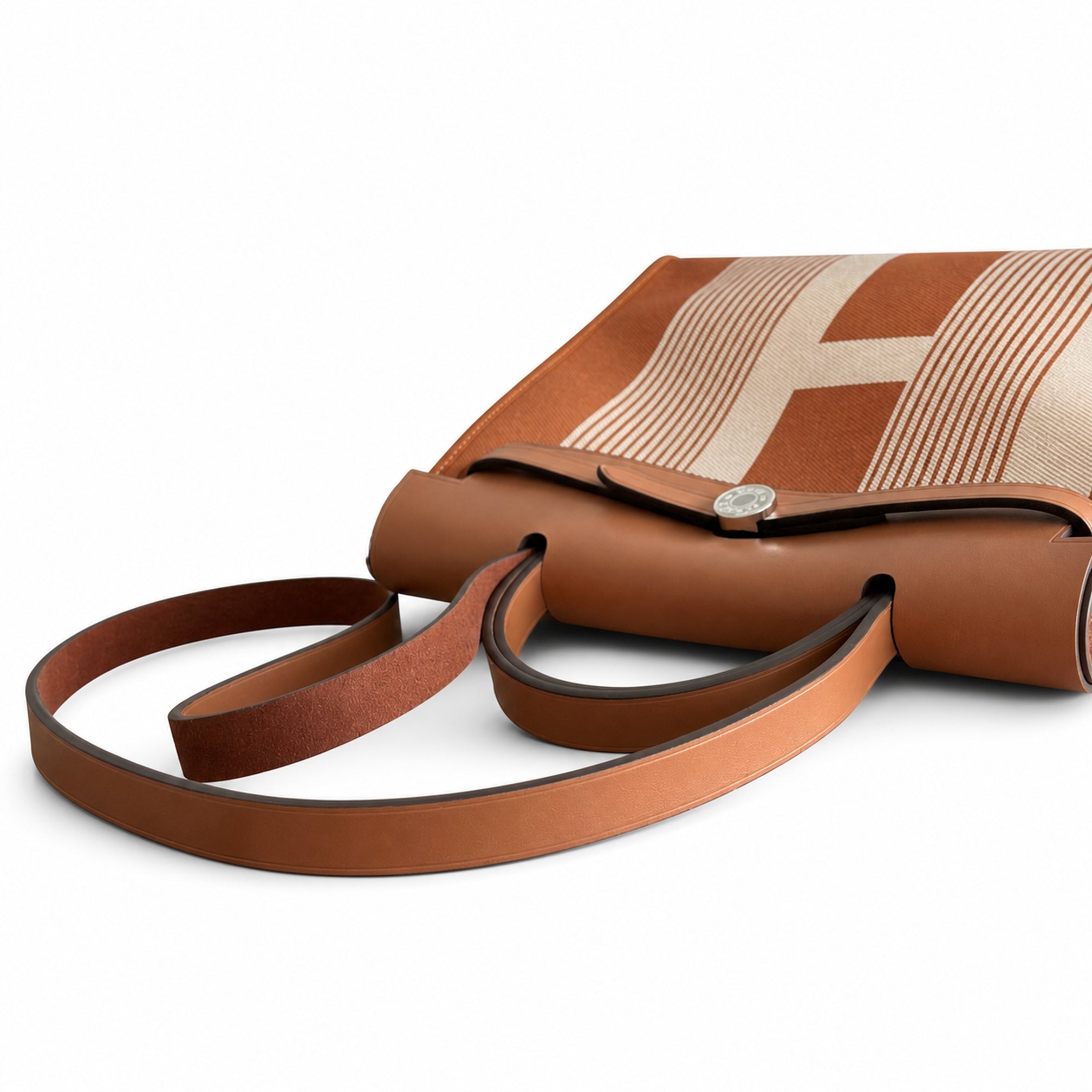 Hermès Herbag Zip 31 Vache Hunter / Toile H Vibration Fauve / Ecru-Beige
