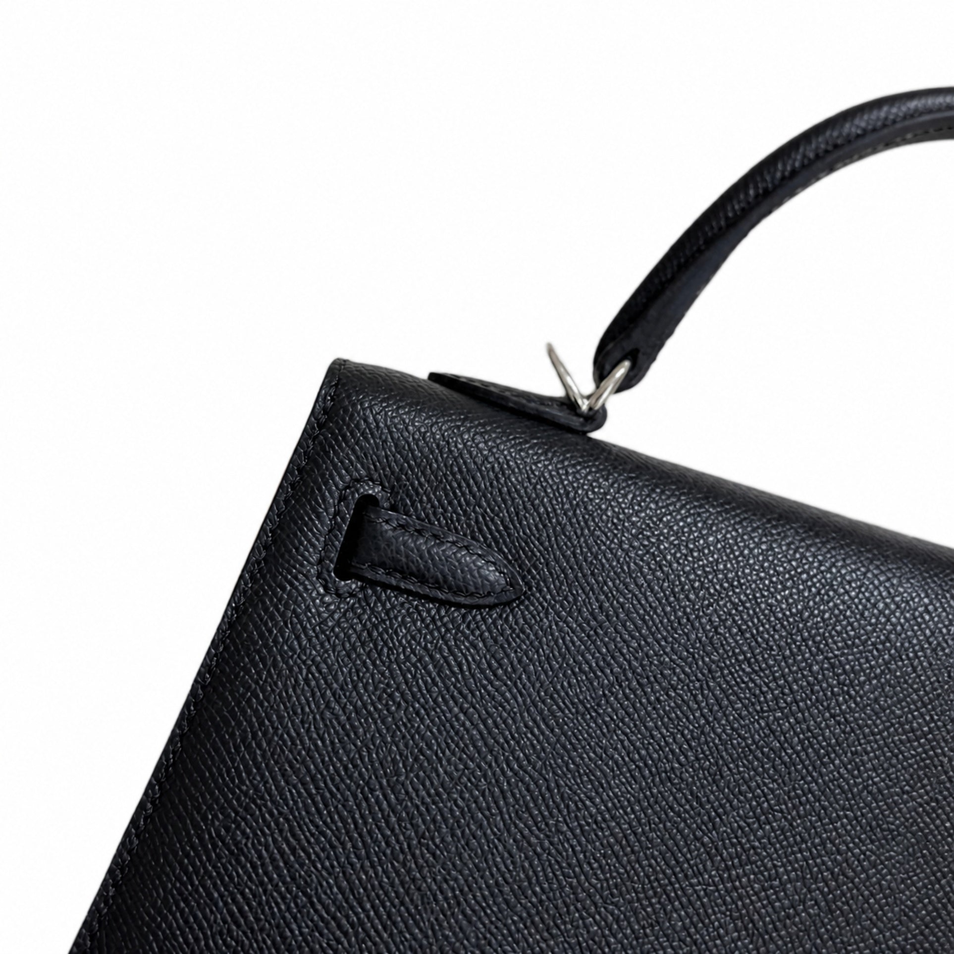 Hermès Kelly Sellier 25 Noir Epsom Calf Leather Palladium Hardware