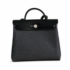 Hermès Herbag Zip 31 Noir Mini Grid Toile H / Noir Vache Hunter Leather Palladium Hardware