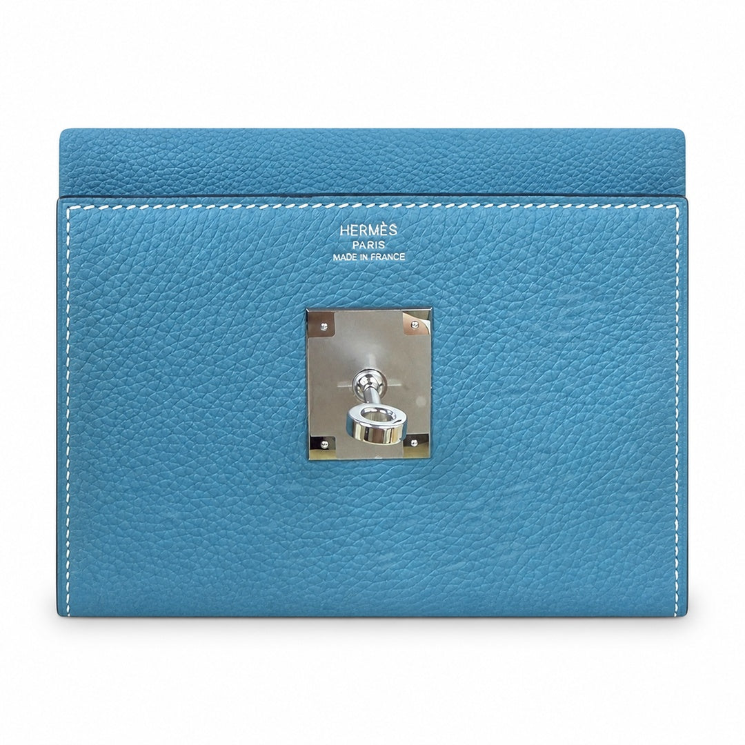 Kelly Messenger PM 27 Veau Togo, Bleu Jean, Palladium Hardware