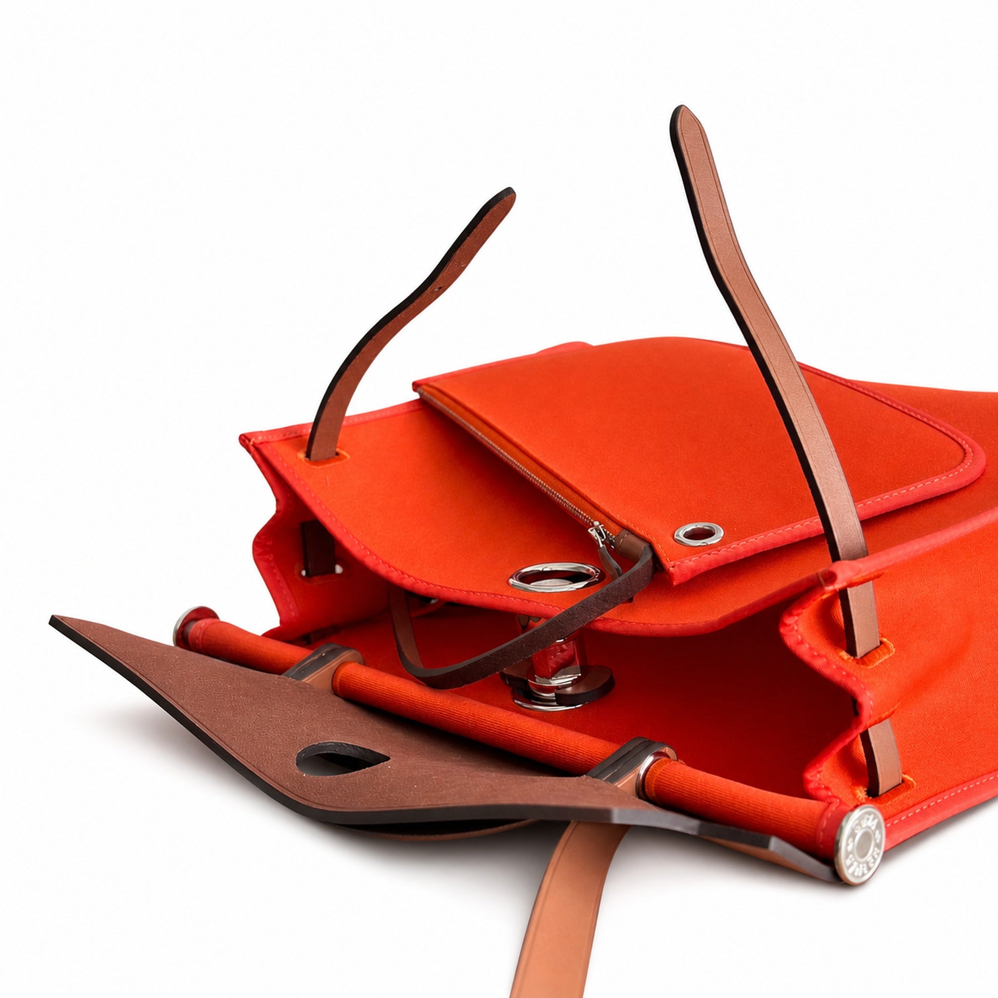 Hermès Herbag Zip 31 Potiron Suede / Fauve Vache Hunter Leather Palladium Hardware
