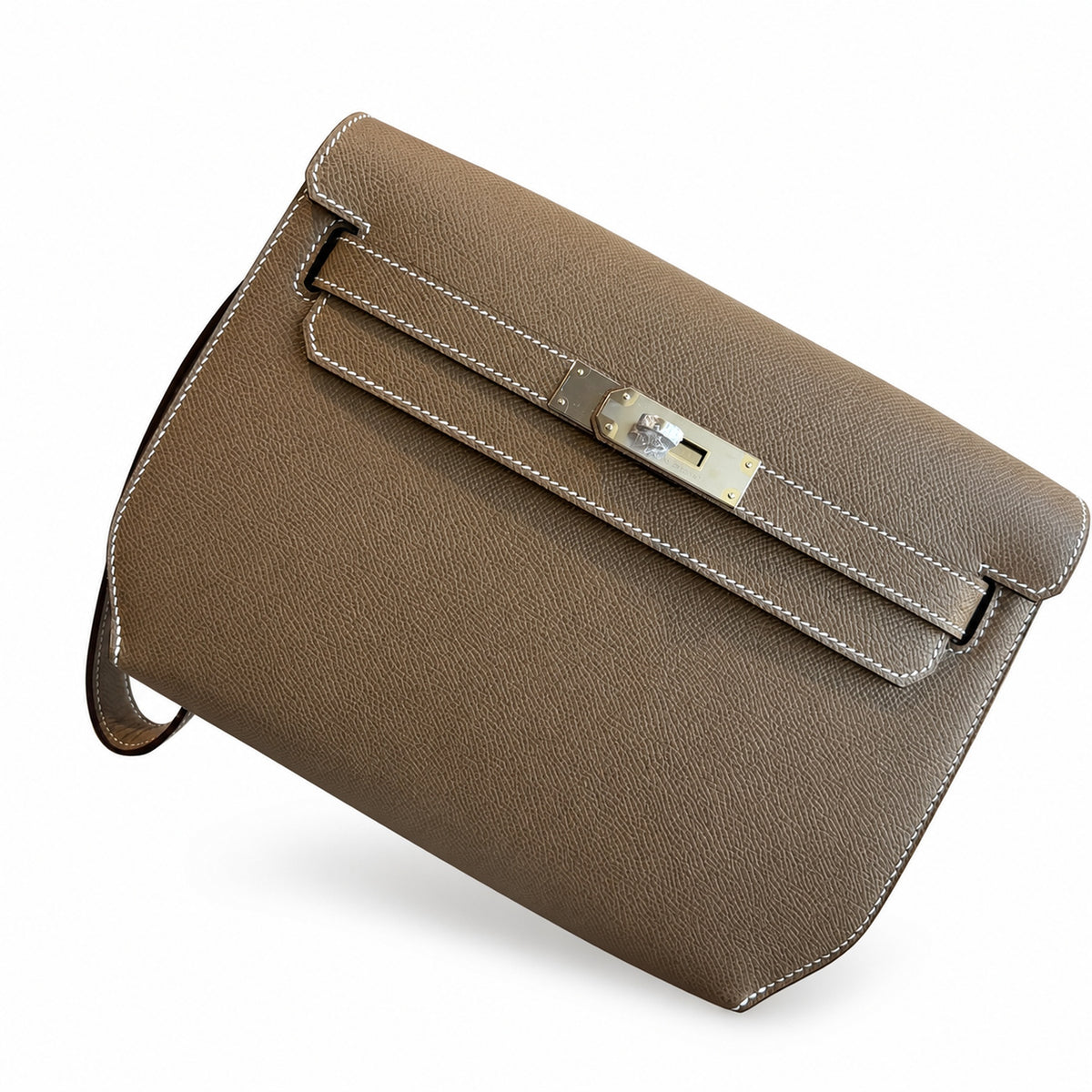 Hermès Kelly Dépêches 25 Etoupe Epsom Calf Leather Palladium Hardware