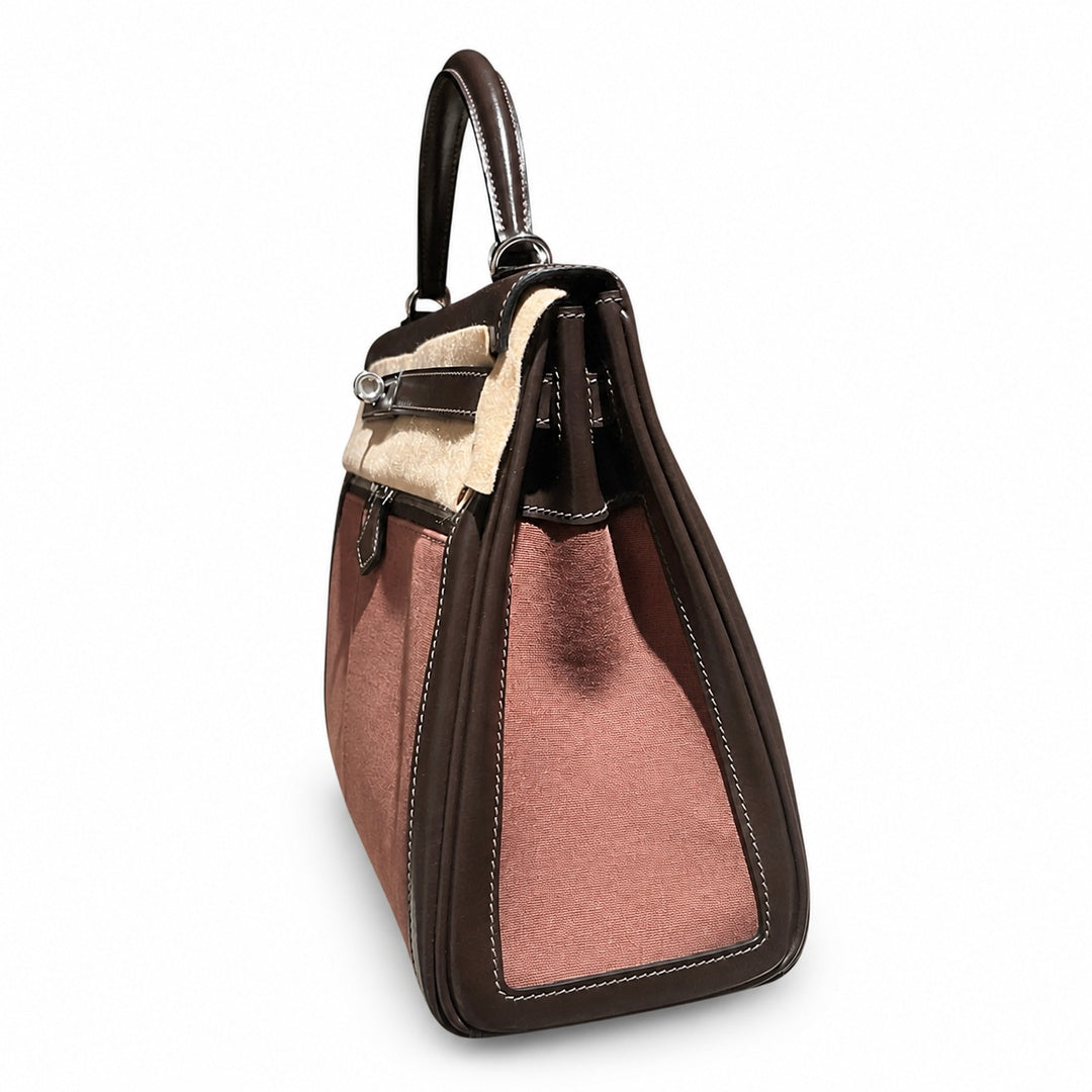 Kelly Lakis 32 Veau Box Calf Patchwork, Ebène & Cuivre, Palladium Hardware