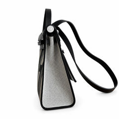 Hermès Herbag Zip 31 Noir & Ecru Striped Toile H / Noir Epsom Calf Leather Palladium Hardware