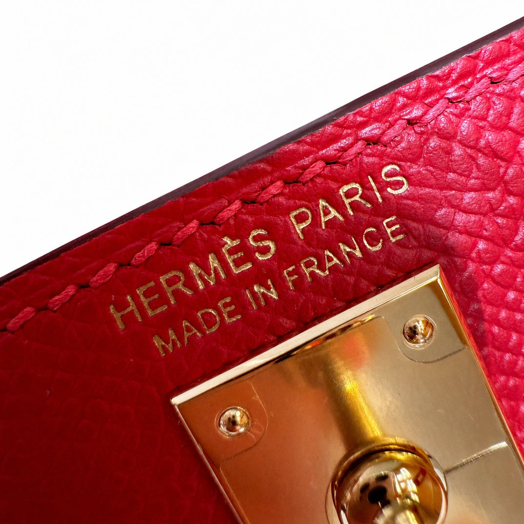 Hermès Mini Kelly II 20 Rouge Casaque Epsom Calf Leather Gold Hardware