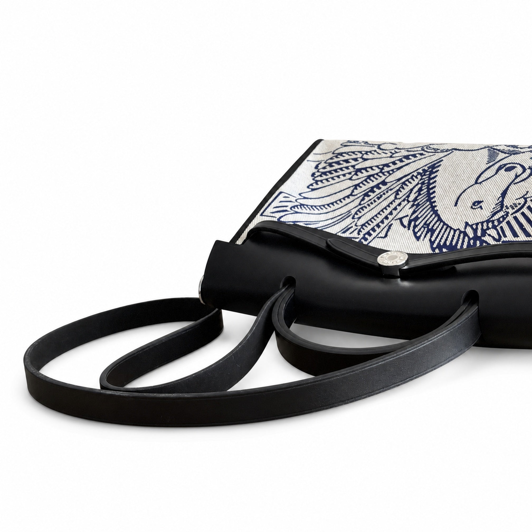 Hermès Herbag Zip 31 Ecru Toile H Blue Pegasus Print / Noir Epsom Calf Leather Palladium Hardware