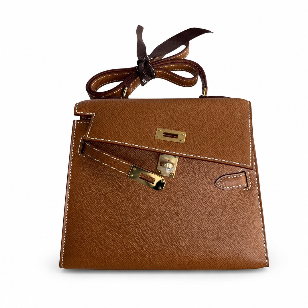 Hermès Kelly Desordre Sellier 20cm Gold Epsom Calf Leather Gold Hardware