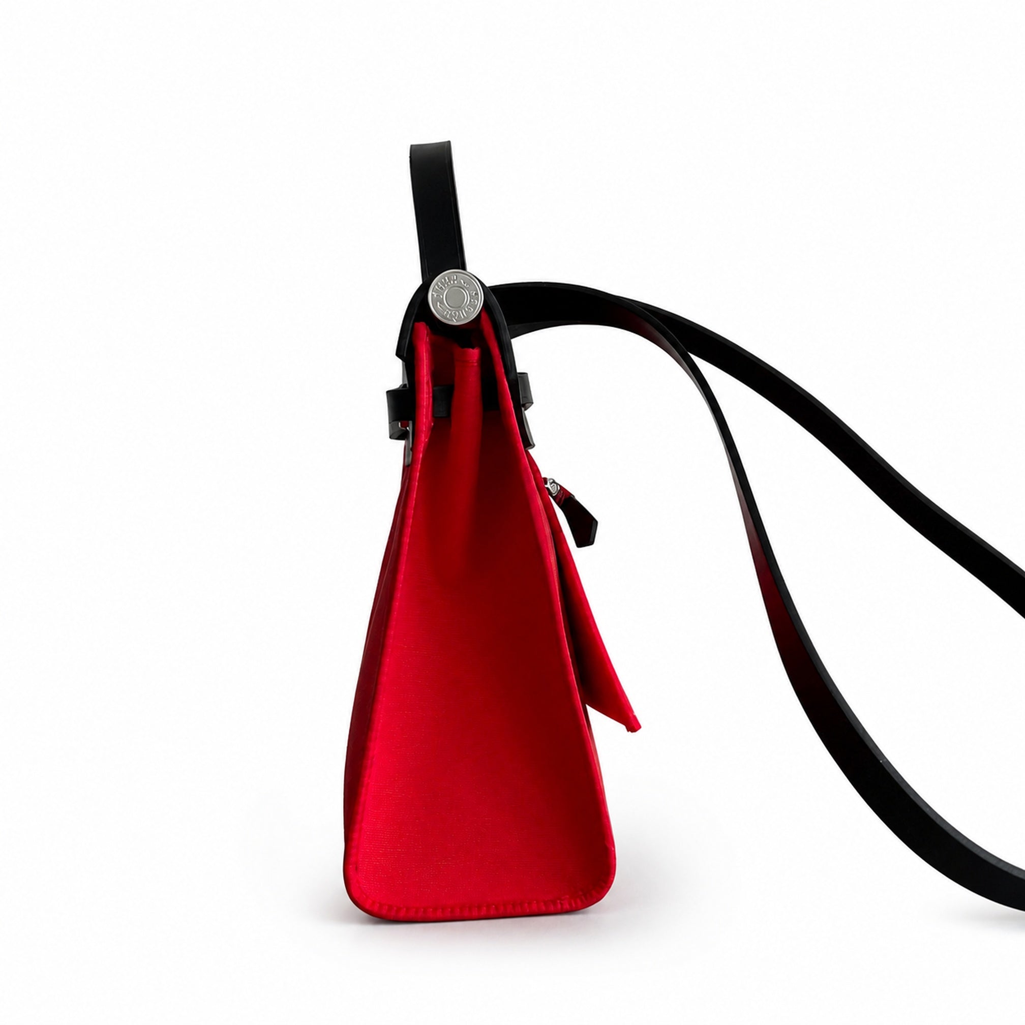 Hermès Herbag Zip 31 Berline Rouge Casaque Toile H / Noir Vache Calf Leather Palladium Hardware