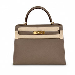 Hermès Kelly Sellier 28cm Etoupe Epsom Calf Leather Gold Hardware