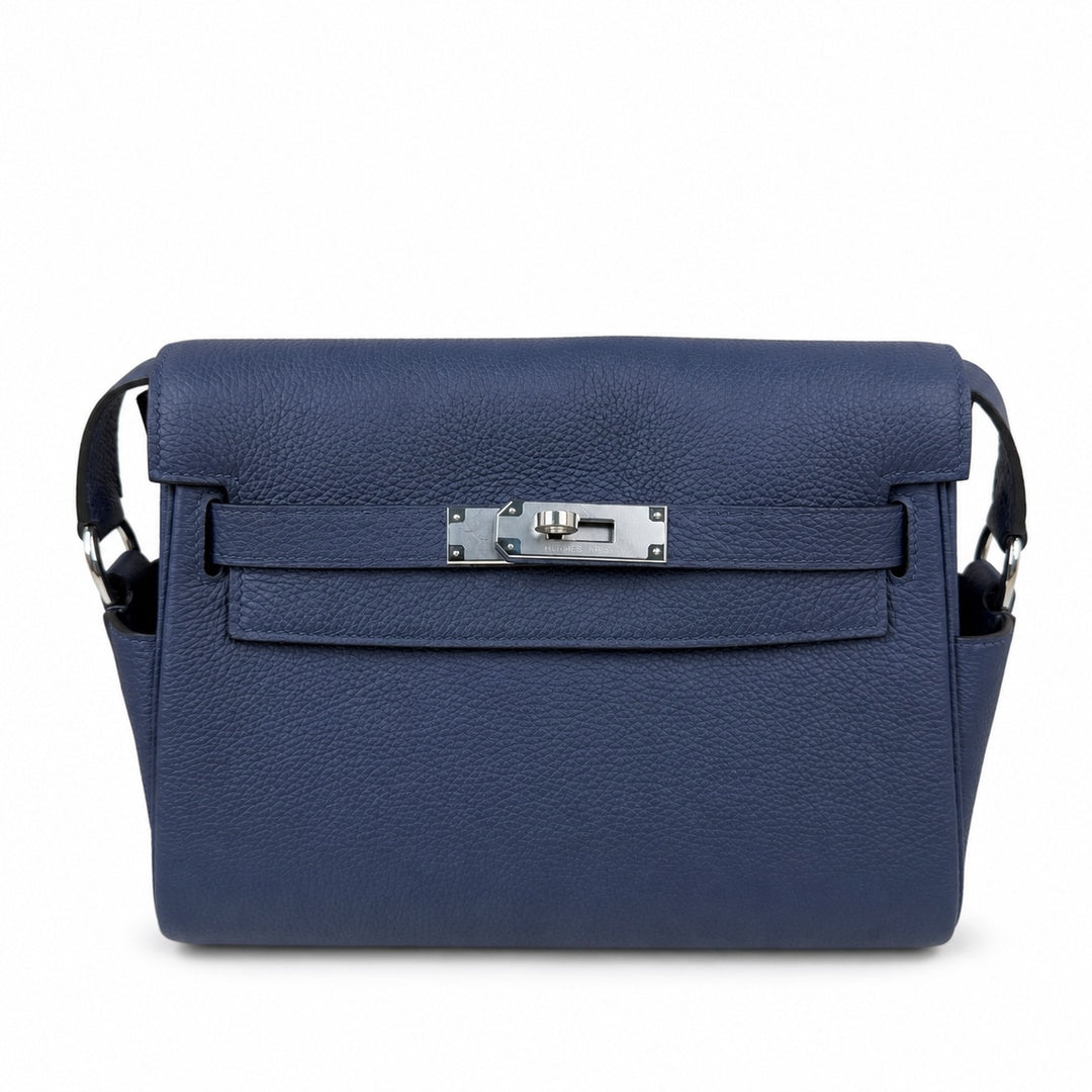 Kelly Messenger PM 27 Veau Togo, Bleu Saphir, Palladium Hardware
