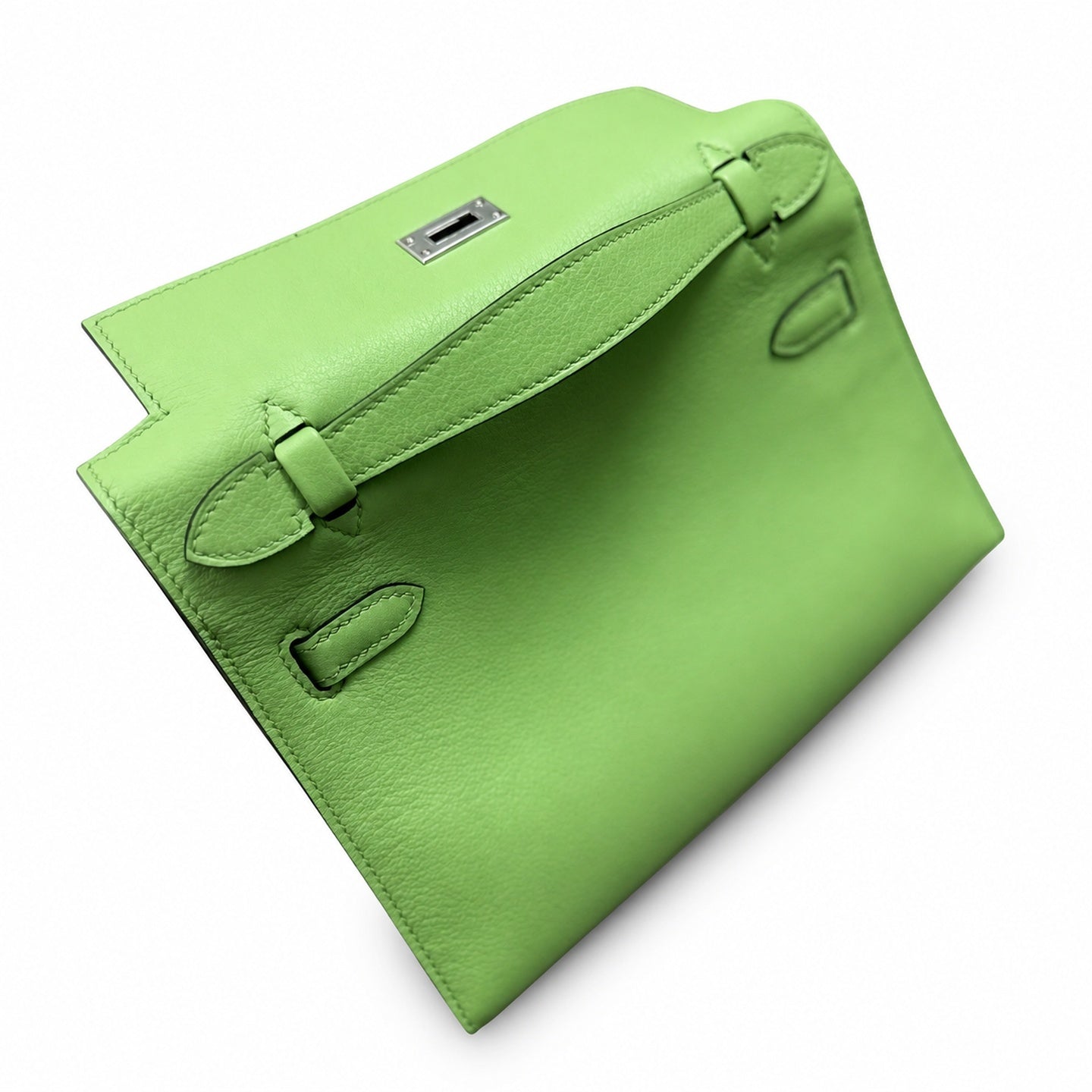 Hermès Kelly Pochette 22 U4 Vert Vertigo Swift Palladium Hardware