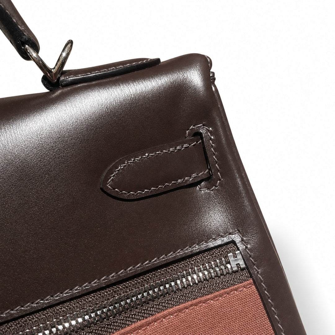 Kelly Lakis 32 Veau Box Calf Patchwork, Ebène & Cuivre, Palladium Hardware