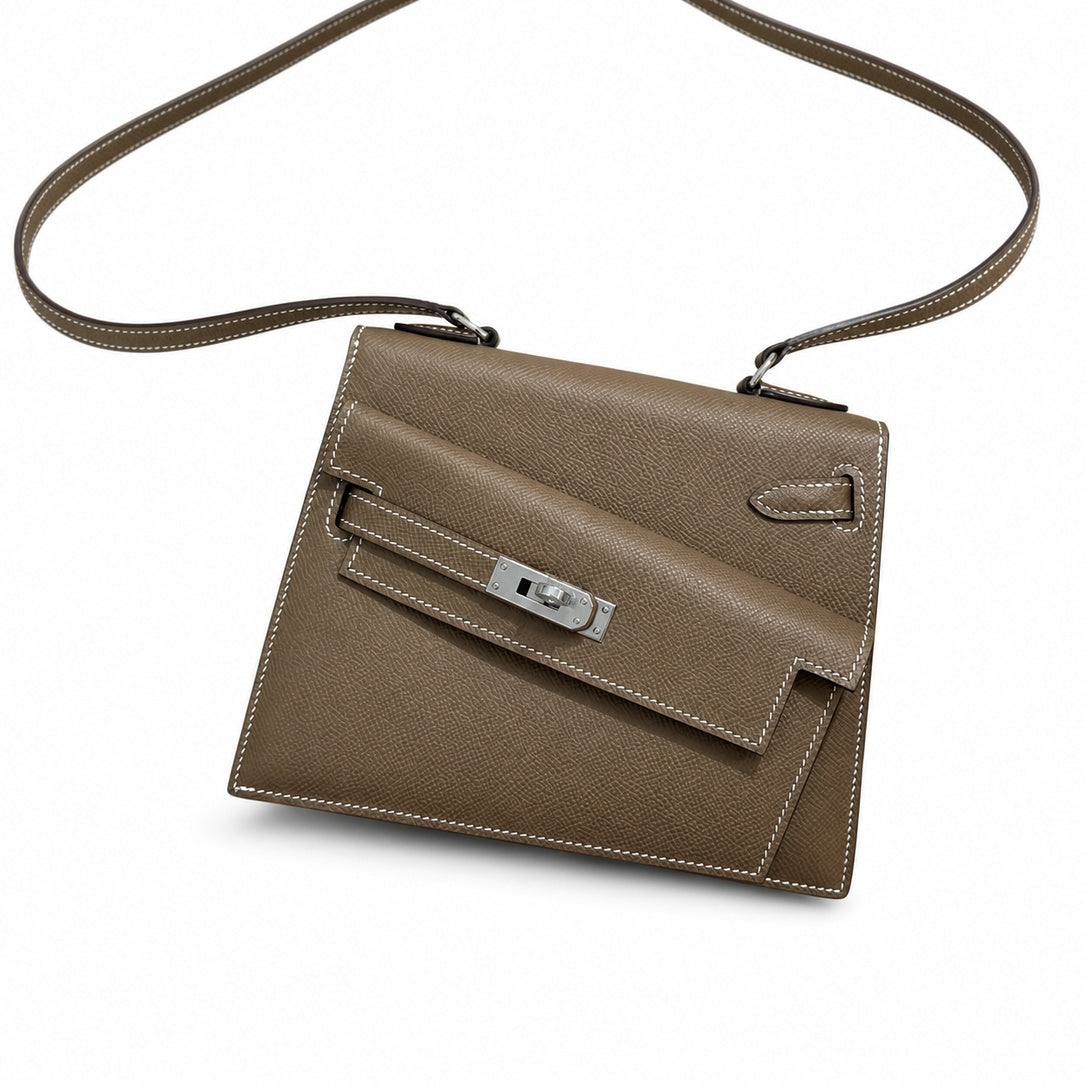 Hermès Kelly En Désordre 20cm Etoupe Epsom Calf Leather Palladium Hardware