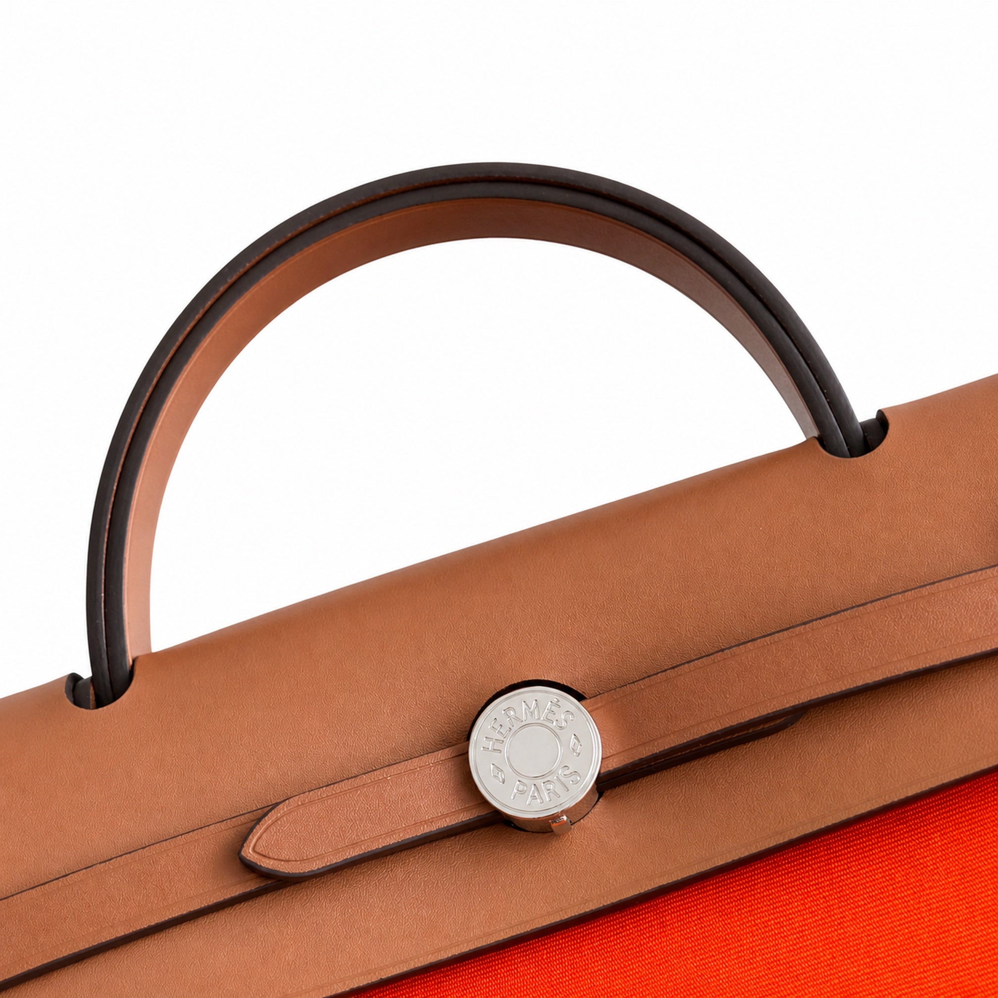 Hermès Herbag Zip 31 Potiron Suede / Fauve Vache Hunter Leather Palladium Hardware