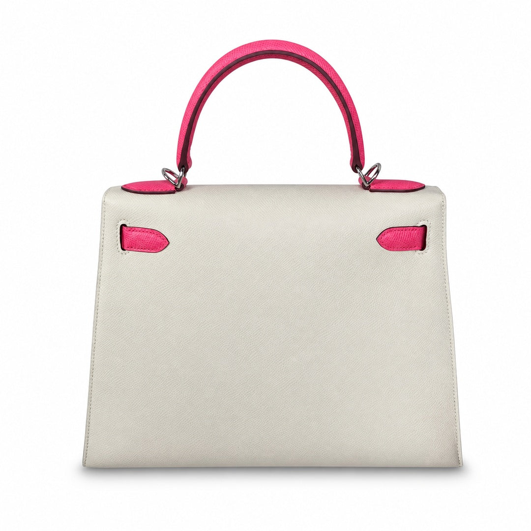 Hermès Kelly II 25cm Milkshake × Rouge Vif Color Matching Epsom Calf Leather Palladium Hardware