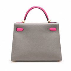 Hermès Kelly II 28cm Bleu Pale × Jaune Ambre Color Matching Epsom Calf Leather Gold Hardware