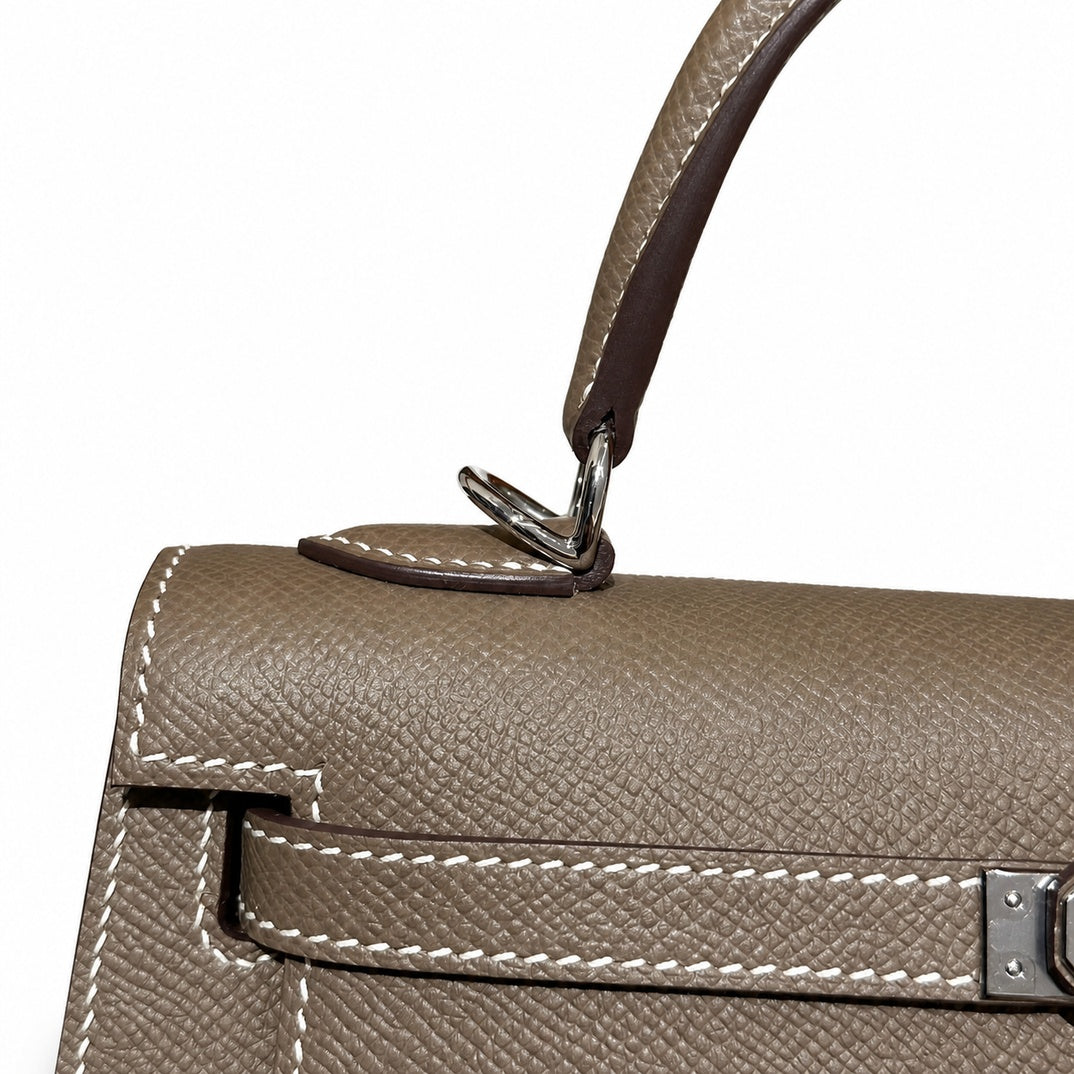 Hermès Kelly Sellier 25 Etoupe Epsom Calf Leather Palladium Hardware