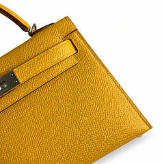 Hermès Kelly Sellier 19 Jaune Ambre Epsom Palladium Hardware