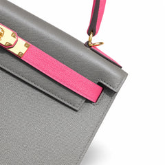 Hermès Kelly II 28cm Bleu Pale × Jaune Ambre Color Matching Epsom Calf Leather Gold Hardware