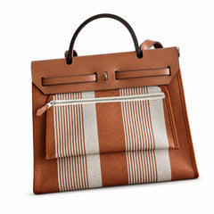 Hermès Herbag Zip 31 Vache Hunter / Toile H Vibration Fauve / Ecru-Beige