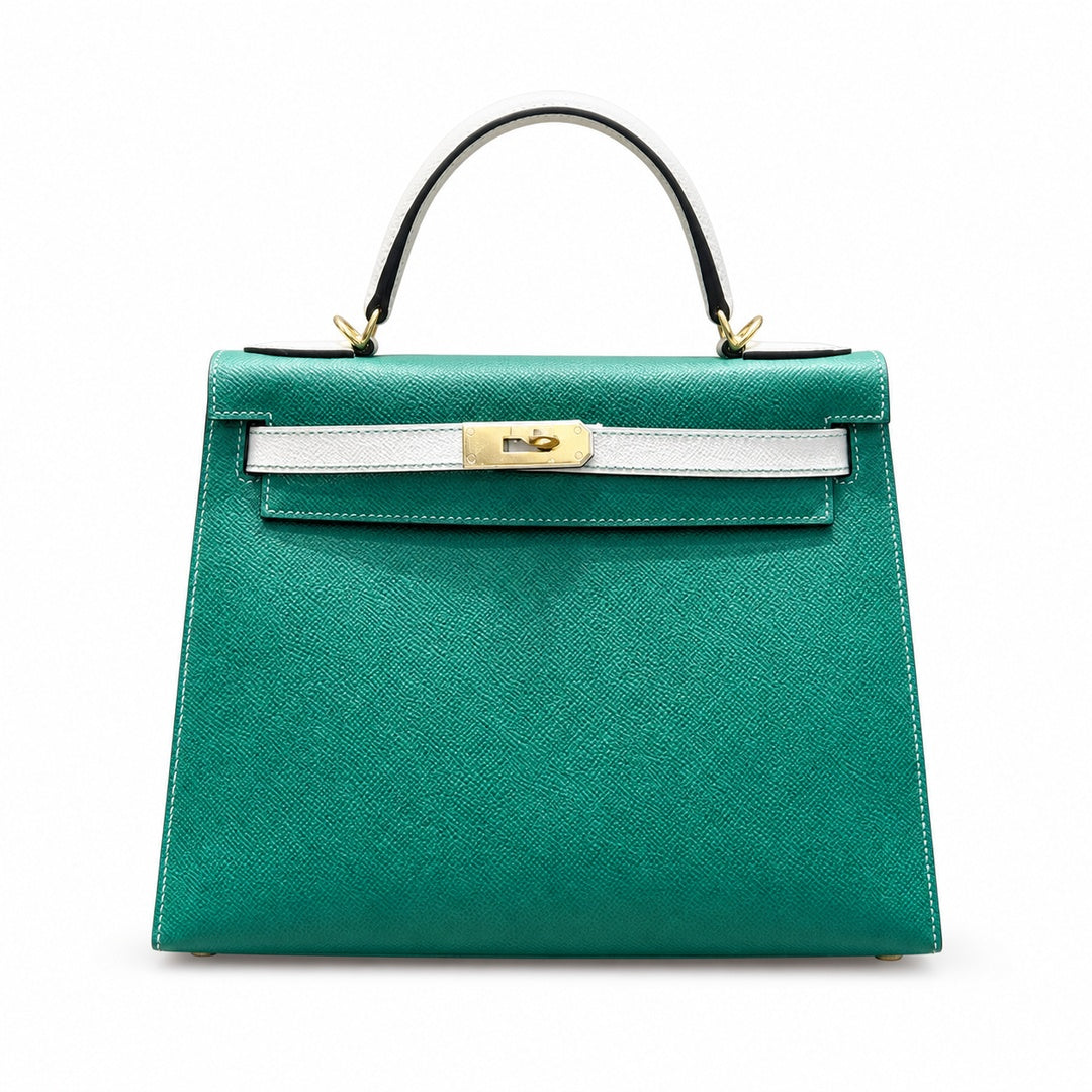 Hermès Kelly II 28cm Vert Vertigo × Craie Color Matching Epsom Calf Leather Gold Hardware