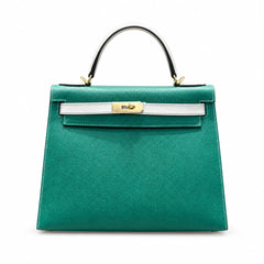 Hermès Kelly II 28cm Vert Vertigo × Craie Color Matching Epsom Calf Leather Gold Hardware