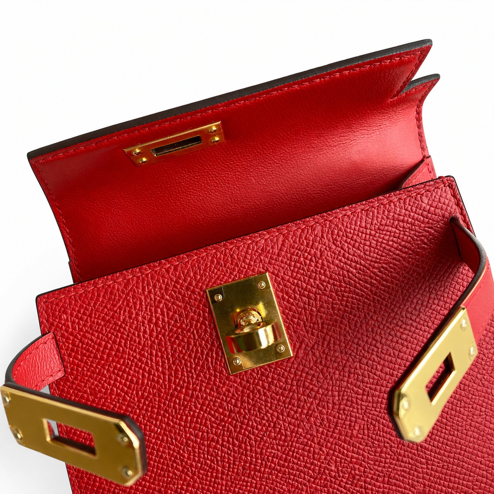 Hermès Kelly Sellier 19 Rouge Casaque Epsom Gold Hardware