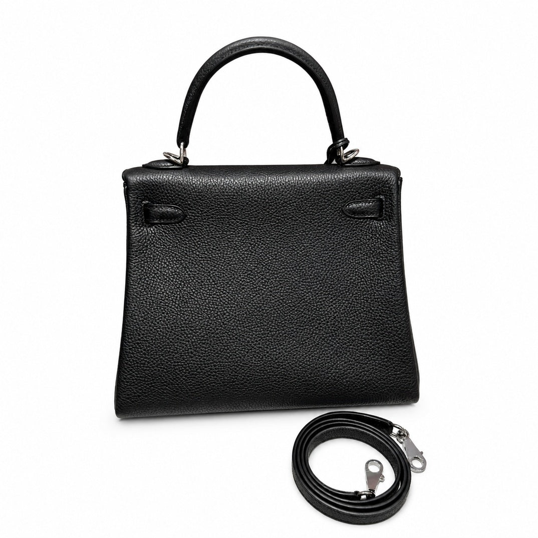 Hermès Kelly Retourne 25 Noir Togo Calf Leather Palladium Hardware