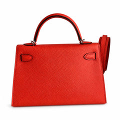 Hermès Kelly Sellier 19 Rouge Casaque Epsom Palladium Hardware
