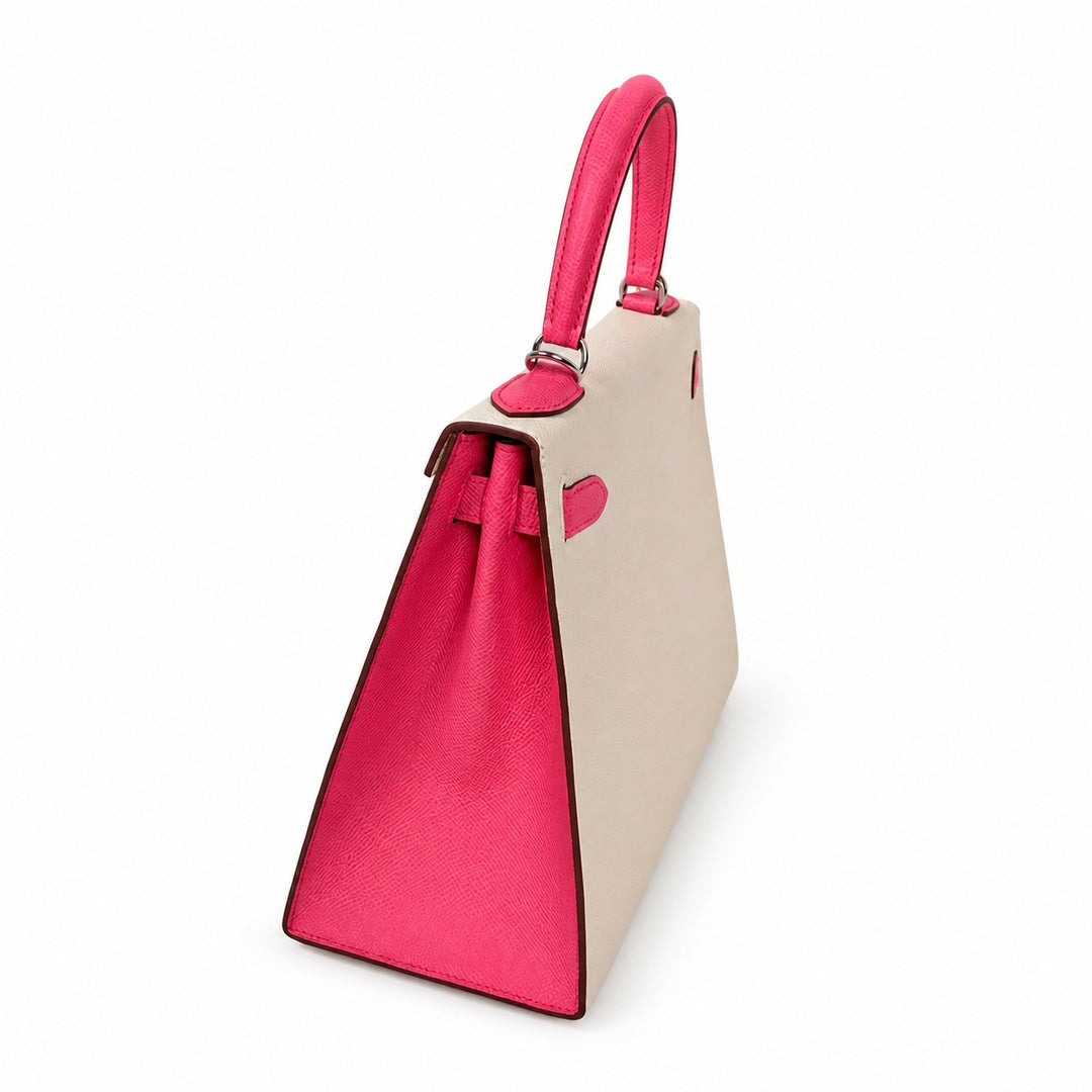 Hermès Kelly II 25cm Milkshake × Rouge Vif Color Matching Epsom Calf Leather Palladium Hardware