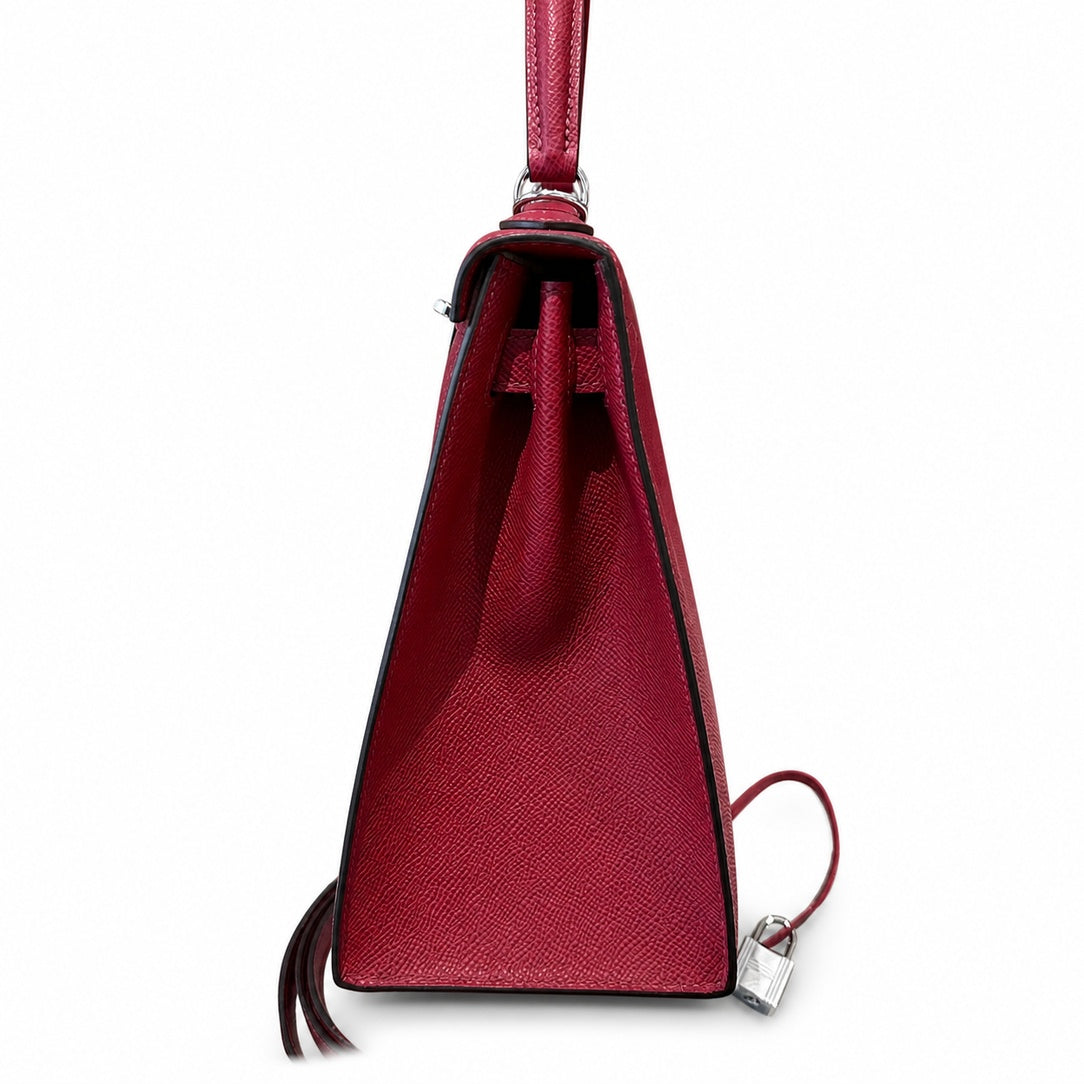 Hermès Kelly Sellier 28 Rouge Grenat Epsom Calf Leather Palladium Hardware