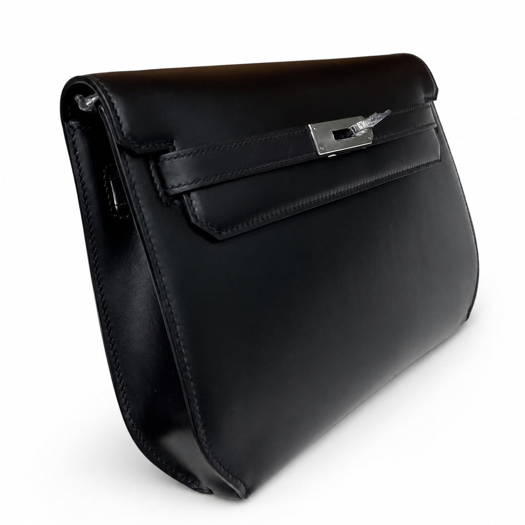 Hermès Kelly Dépêches 25 Noir Box Calf Leather Palladium Hardware