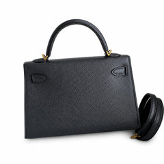 Hermès Mini Kelly II 19cm Noir Epsom Calf Leather Gold Hardware