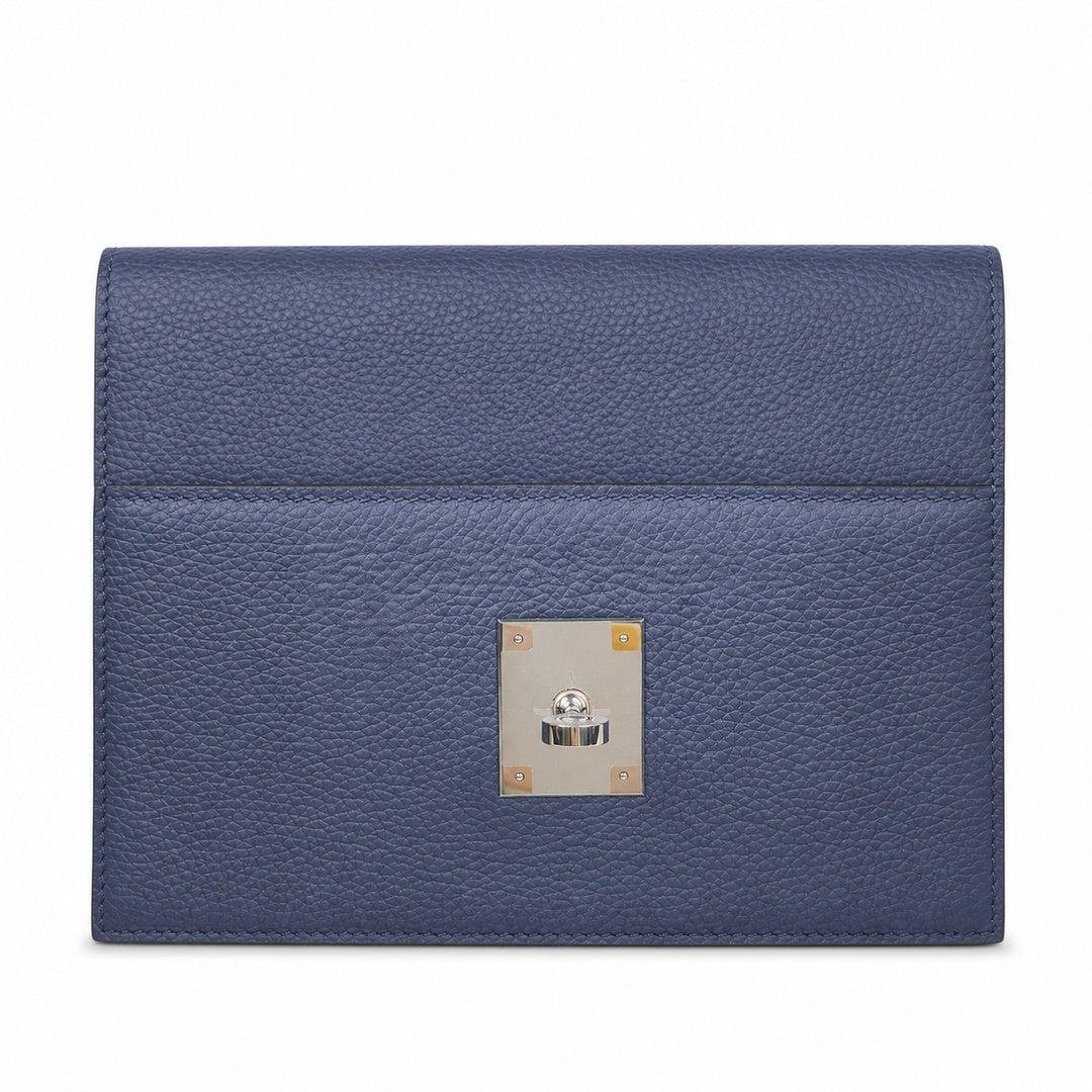 Kelly Messenger PM 27 Veau Togo, Bleu Saphir, Palladium Hardware